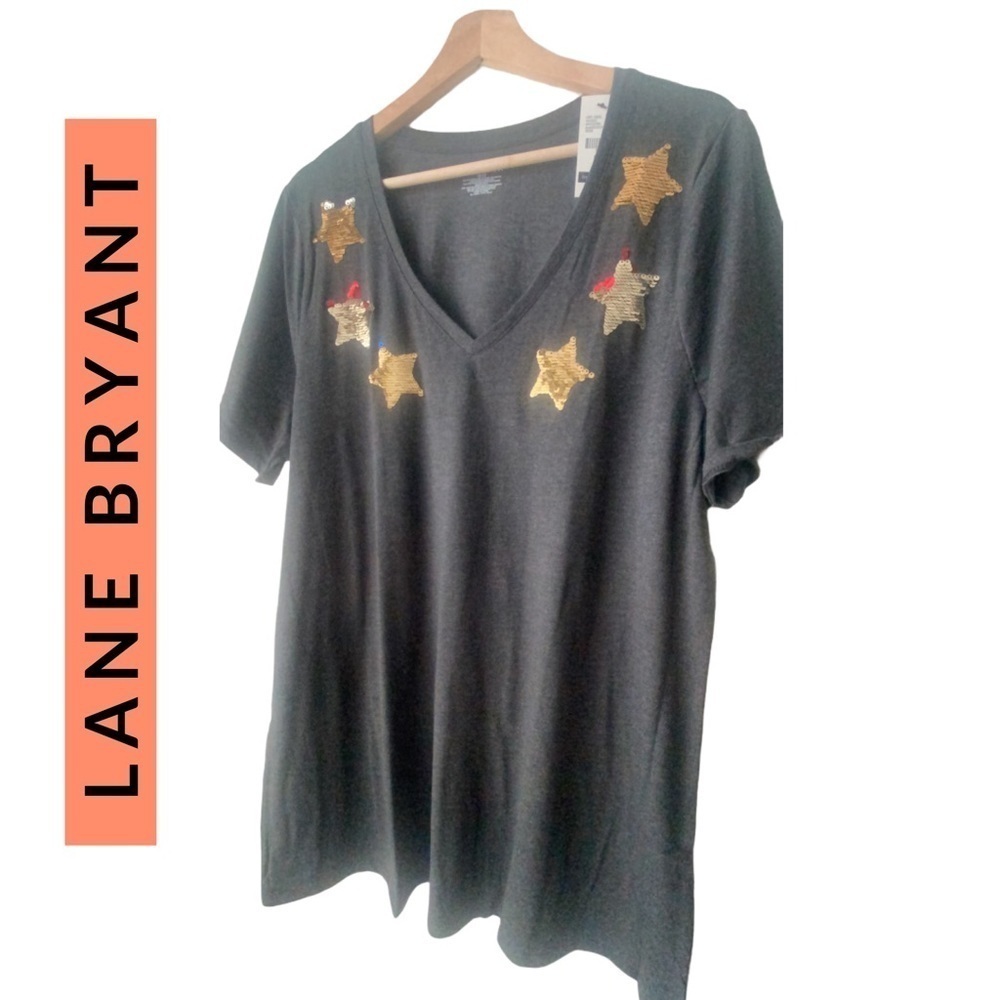 Lane Bryant Sequin Stars T-shirt NWT - Picture 5 of 7